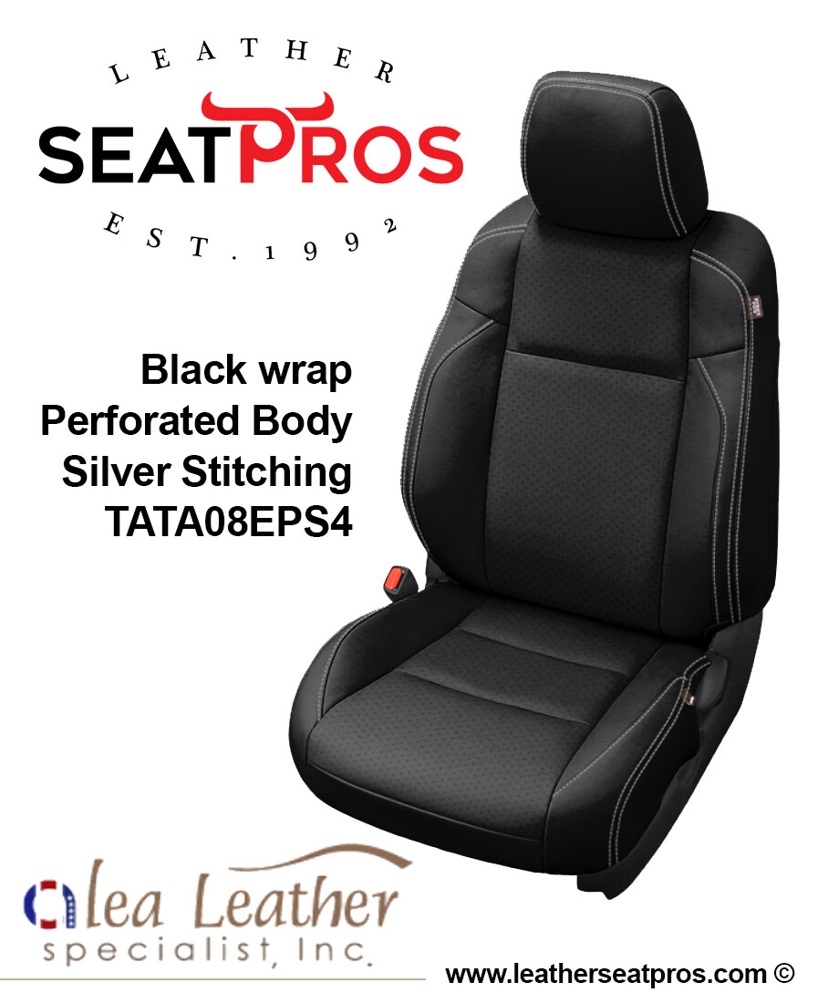 factory ford seats on Alea Leather Seat Covers 16 2020 Toyota Tacoma Double Cab Black Silver Stitching Ebay