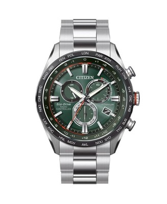 Pre-owned Citizen Men Analog Eco-drive Casual Watch Classic Dress Green Dial Waterproof Ro