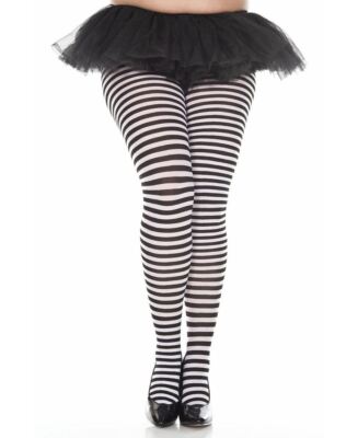 Brand New Plus Size Opaque Striped Tights Music Legs 7471Q
