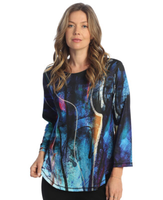 Jess & Jane blue shirt med to Xlarge or 2x Eclipse PS3-1853 round hem neck