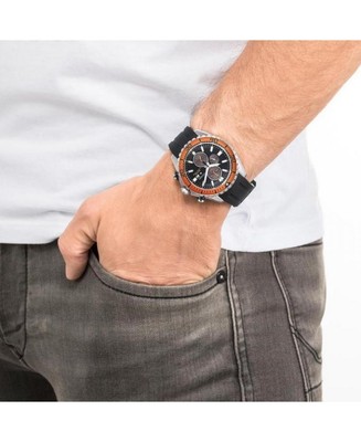Pre-owned Citizen Men Sports Diver Japan Eco-drive Analog Watch  Ca0718-13e Black Dial 47mm
