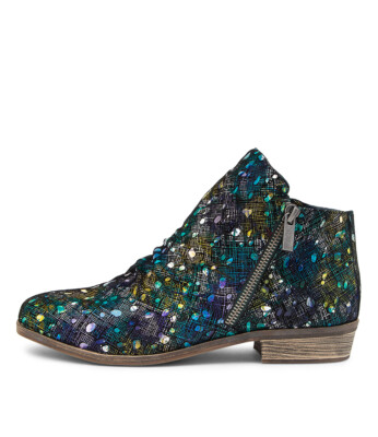 DJANGO & JULIETTE DJANGO & JULIETTE SPLIT PURPLE BLACK LEATHER ANKLE BOOTS PURPLE&BLACK WOM...