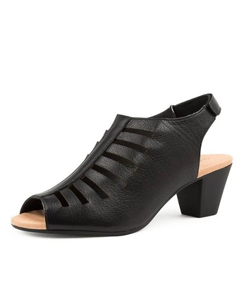 SUPERSOFT SUPERSOFT INESSA2 BLACK LEATHER WOMENS SHOES SANDALS HEELED