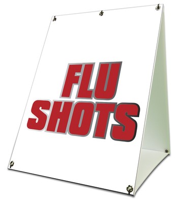 Flu Shots Sidewalk A Frame 18''x24'' Outdoor Vinyl Retail Sign Doctor Medical