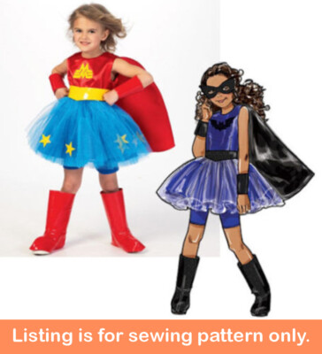 SEWING PATTERN - Sew Girls Halloween Costume - Batgirl Supergirl Superhero 7001