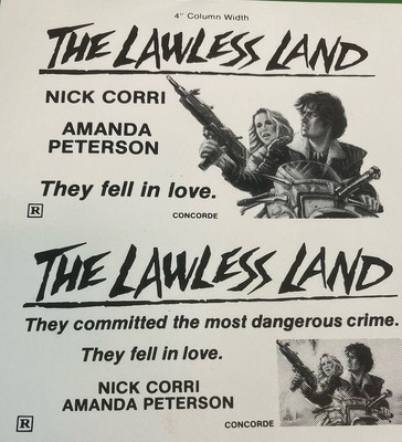 THE LAWLESS LAND Movie Mini Ad Sheet Vintage Promo Advertising Poster Clip Art