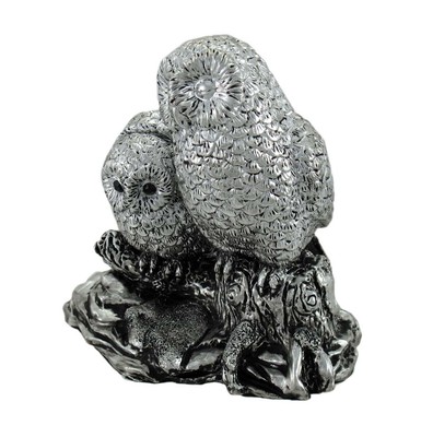 Zeckos Mother and Baby Owl Statue Antique Silver Finish