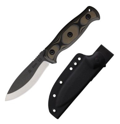 Fox Ego Fixed Knife 3.75'' 1095HC Steel Full Tang Blade Black/Tan G10 Handle
