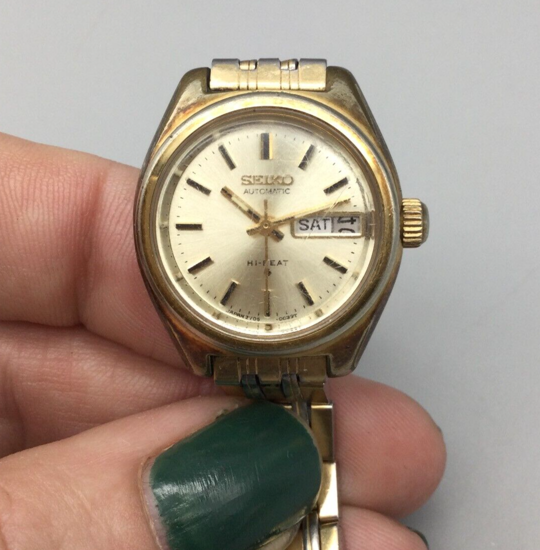 Vtg Seiko Hi Beat Watch Women 23mm Gold Tone Day Date 2706 Vtg Seiko Hi Beat Watch Women 23mm Gold Tone Day Date 2706