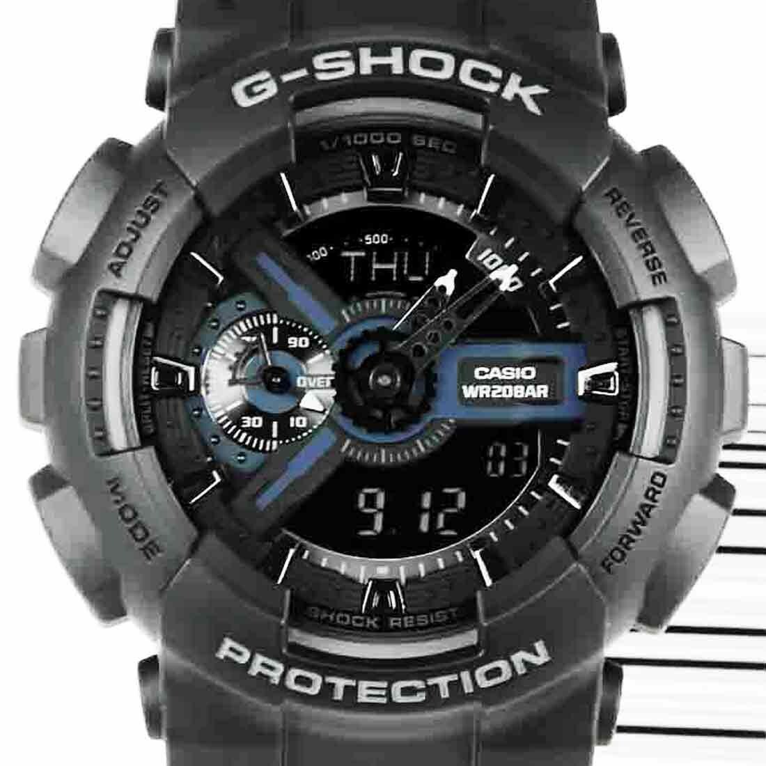 Casio G-Shock Mens Watch GA110-1B GA-110-1BDR Digital-Analog Black Large 4971850935575 | eBay