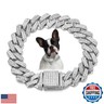 Silver Dog Chain Necklace, Bling Diamond Cuban Link Dog Collars Glitter Chain Rhinestone Dog Collar for for Small Medium Large Pet Dogs 22in
