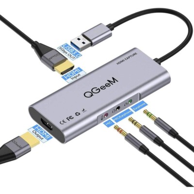 HDMI to USB 3.0 Game Capture Card 1080P 60fps Full HD Video/Audio (QGeeM) MAC/PC
