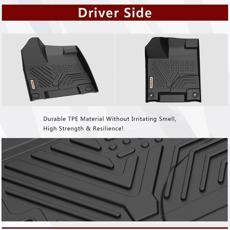 For 20162021 Honda Pilot Floor Mats Liner Black TPE Rubber AllWeather