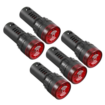 5pcs Light AC/DC 110V Panel Indicator Flashing Alarm with Buzzer Red LED