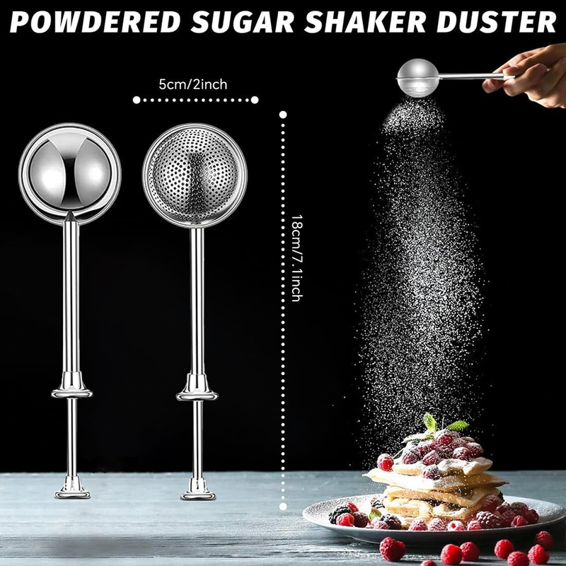 Powdered Sugar Shaker Duster Stainless Steel Dusting Wand Flour Sifter for Bakin