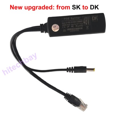 Active Gigabit PoE Splitter 48V to 12V 2A 10/100/1000Mbps for IP Security Camera