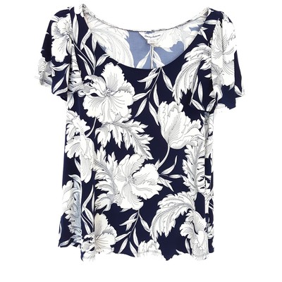 

Tommy Bahama Baroque Blooms Топ с развевающимися рукавами, Темно-синий остров, S, Island navy