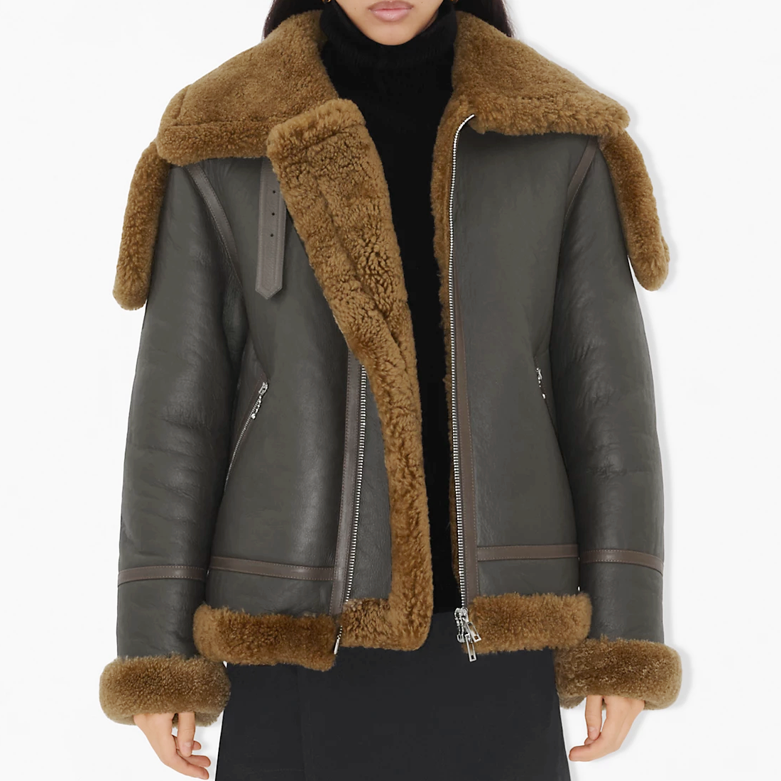ジャケット・アウター Burberry wool jacket with fur Burberry - Wool and leather bomber jacket