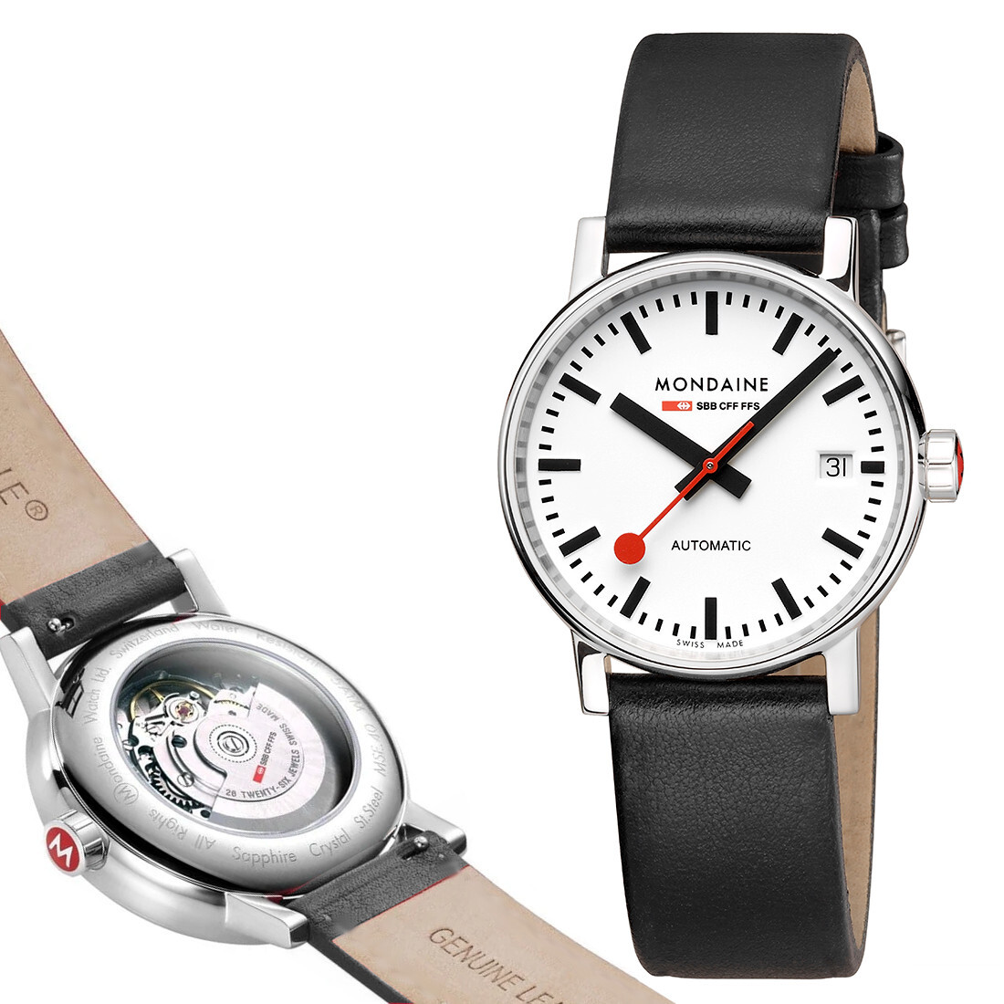 Pre-owned Mondaine Watch Mse.35610.lb Evo2 Automatic 35mm, Sapphire Glass, Swiss Made