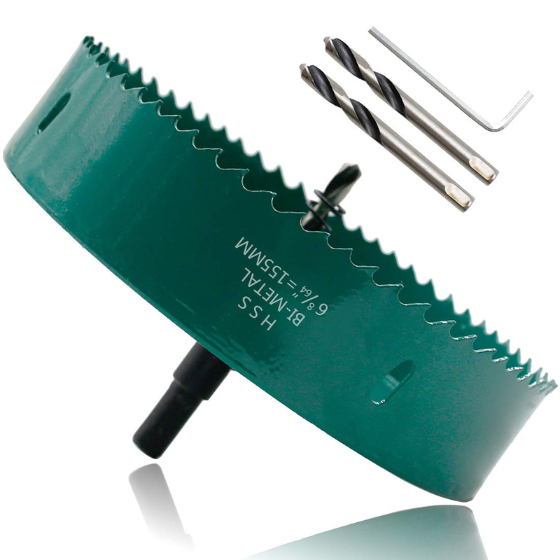6-1/8 Inch / 155Mm Hole Saw with Arbor, 6.1 Inch Hole Saw HSS Bi-Metal Hole