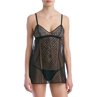 

Женская прозрачная кружевная сорочка DKNY с трусиками-стрингами