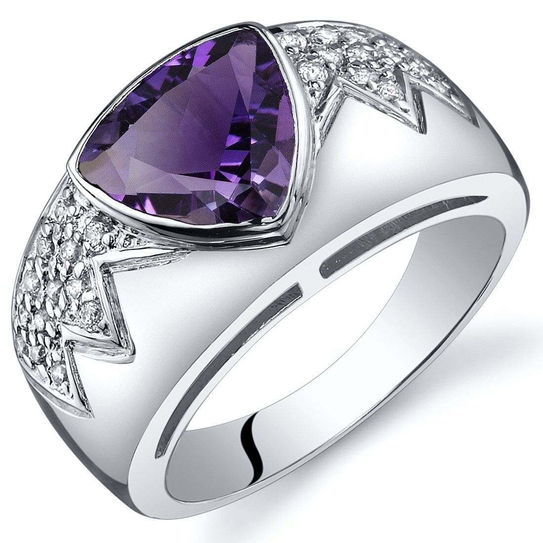 1.5 carat Trillion Cut Amethyst Natural Gemstone Ring in Sterling