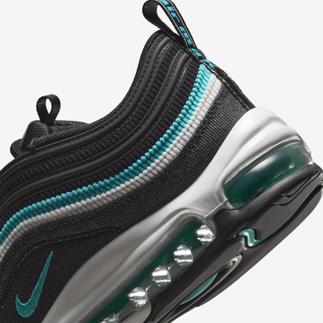 

Мужские кроссовки Nike Air Max 97 черные спортивные турбо бирюзовые синие белые DN1893-001 размер 8, Черный, Nike Air Max 97