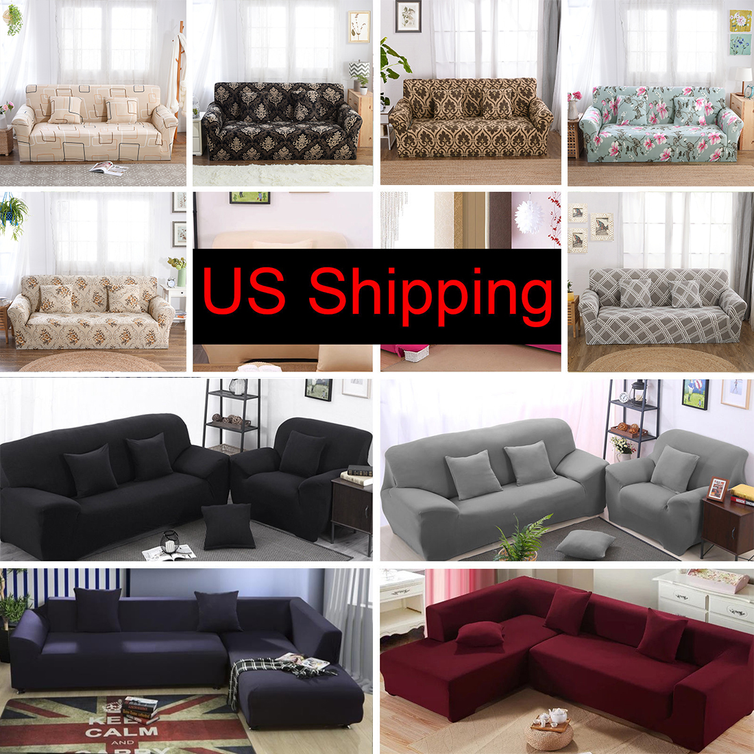 Us Ship Stretch Chair Sofa Covers 1 2 3 Seater Protector Couch
