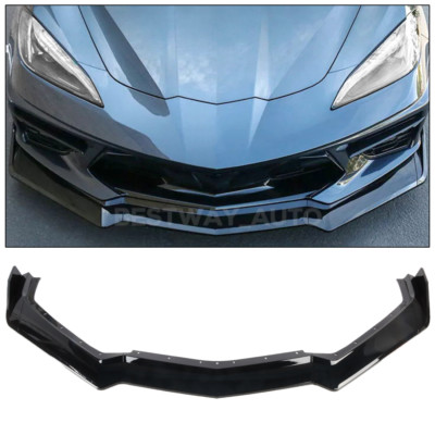 Front Bumper Lip Splitter Kit 5VM Style For 20-24 Chevy Corvette C8 Gloss Black