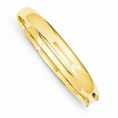 Pre-owned Roxx Fine Jewelry Bangle Bracelet 7.7mm 14k Yellow Gold 6.5" Polished Half Round Hinged 29.98g