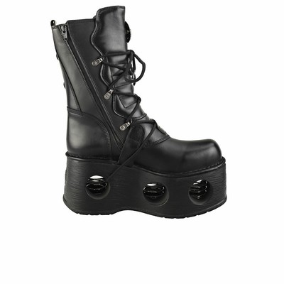 NEW ROCK ROCK SPACE METALLIC NEPTUNO BOOTS UNISEX BLACK STIEFEL PLATTFORM - 42 EU