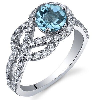 Gracefully Exquisite 1.00 cts Swiss Blue Topaz Ring Sterling Silver