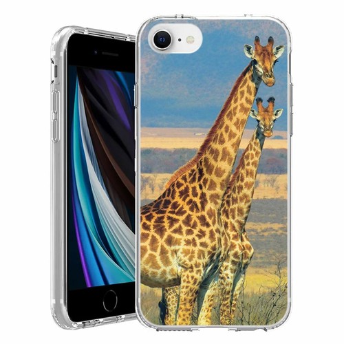 For Apple iPhone SE 3rd 2nd Gen TPU Case Cover+Glass(Giraffe