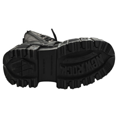Pre-owned New Rock Rock Punk And Rock Unisex Black Platform Boots - 13 Us In Gray