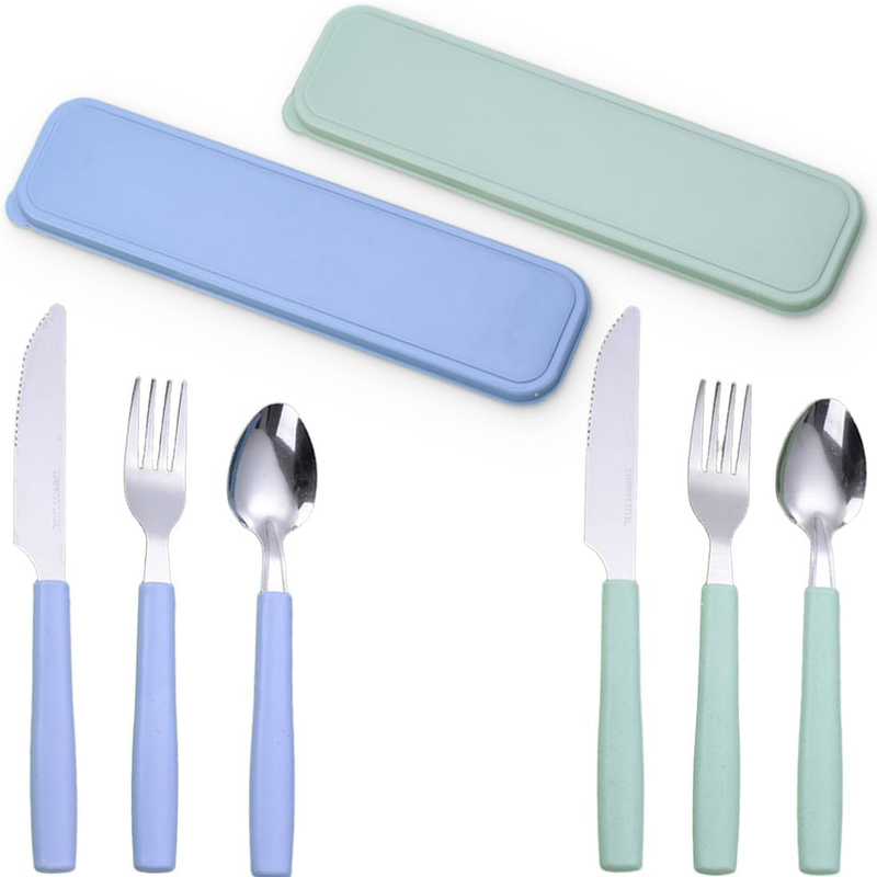 Travel Cutlery Set for Lunch Box, 2 Pack Portable Stainless Steel Flatware Set,C