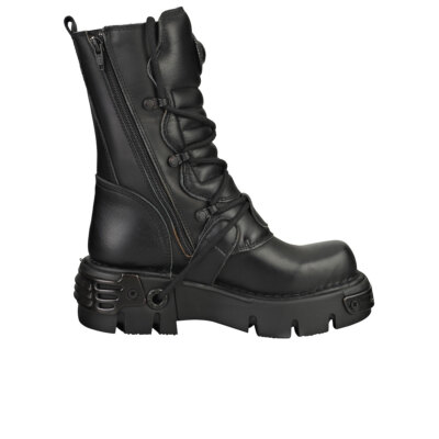 Pre-owned New Rock Rock Boot Metallic M-391-s18 Unisex Black Platform Boots - 8.5 Us In Gray