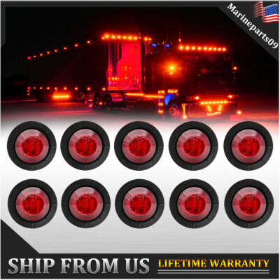 10x Red Mini 3/4''Red LED Marker Lights Truck Trailer 12V Side Bullet Light