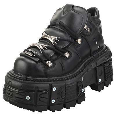 Pre-owned New Rock Rock M-tank106-c2 Unisex Platform Shoes In Black - 11 Us