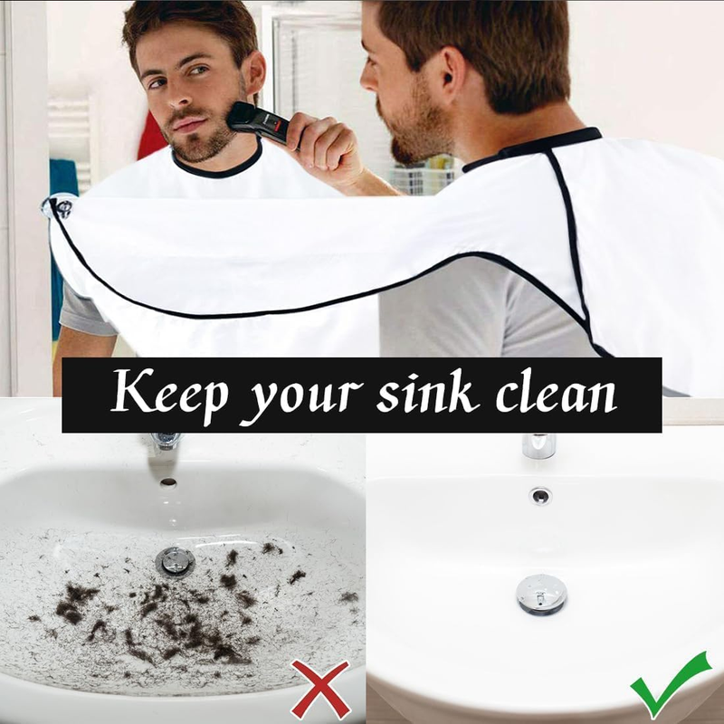 Beard Bib Apron, Hair Catcher Waterproof Non-Stick Grooming Cloth for Shaving, T