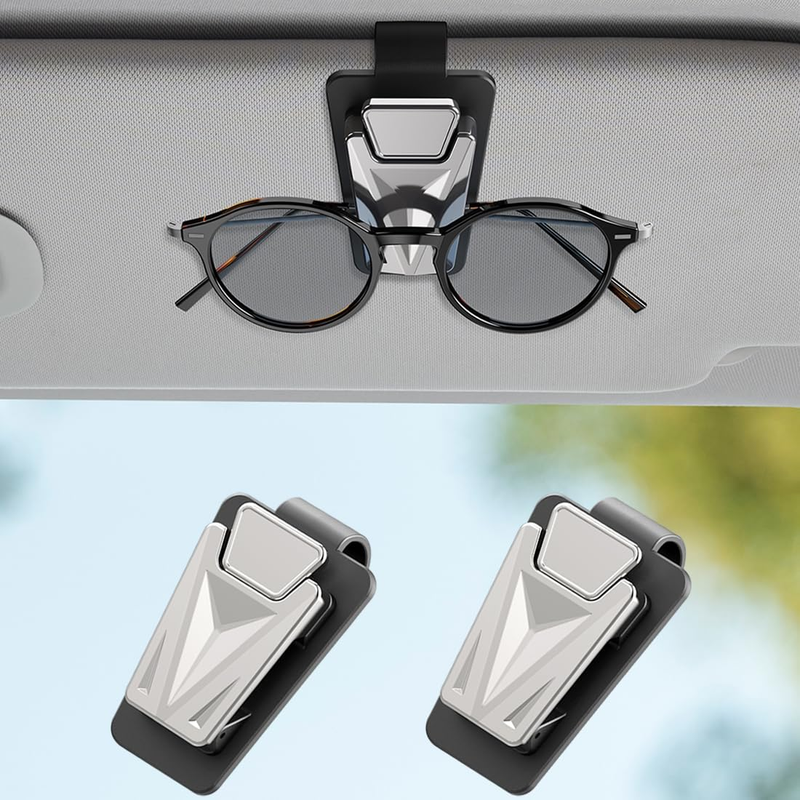 2 Pack Sunglasses Holders for Car Visor,Snap on Car Sunglasses Holders Clip,Car