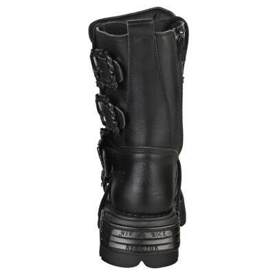 Pre-owned New Rock Rock Boot Metallic M-391-s18 Unisex Black Platform Boots - 8.5 Us In Gray