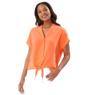 

Tommy Bahama Tove Шелковая рубашка с завязкой спереди, Orange Ray, S
