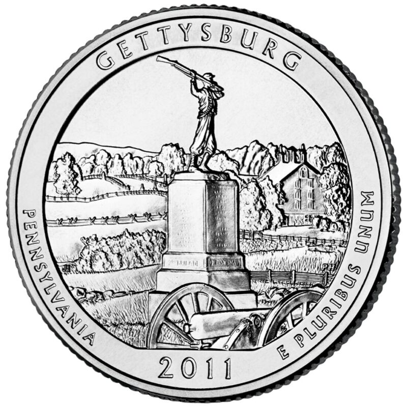 2011 Gettysburg P  NP Quarter. ATB Series Uncirculated From US Mint roll.