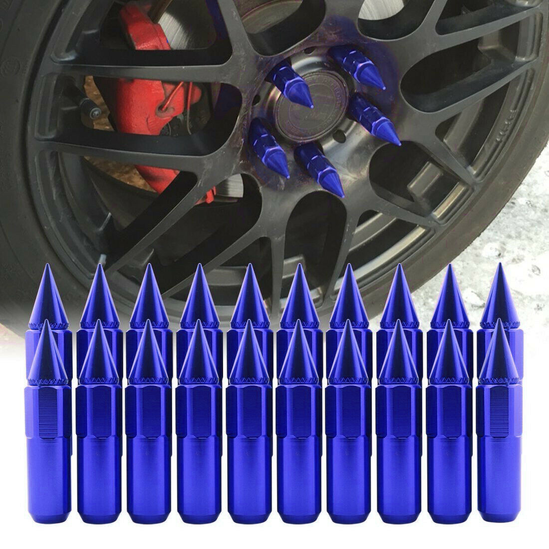 20 PCS Blue M12X1.5mm Lug Nuts Spiked Extended Tuner Aluminum Wheels