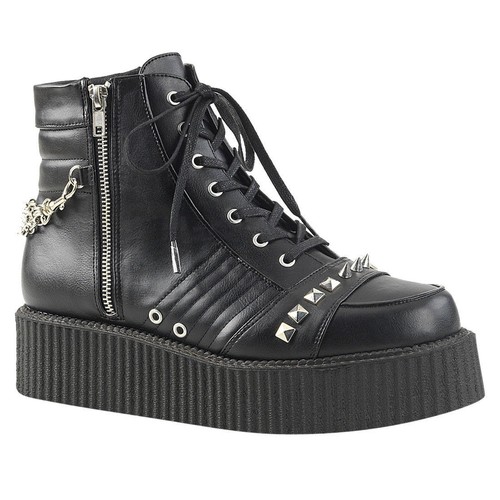 日本未発売+送料関税込☆ DEMONIA SLACKER-55 Demonia Slacker-55 Ankle Boots With Zip Up Closures - Black