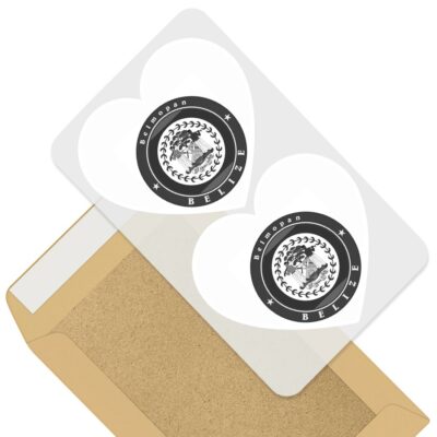 2 x Heart Stickers 10 cm - BW - Belize Royal Flag Travel #41863