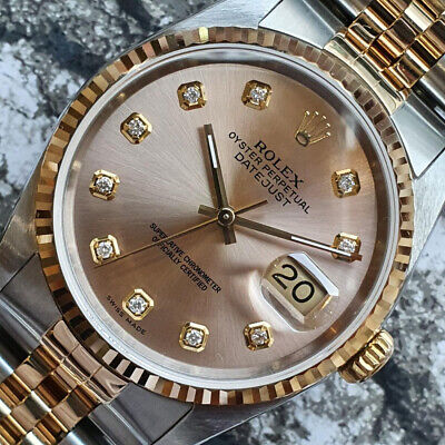 Rolex 16233 Oyster Precision Datejust Pink Gold Combie White Gold 10P Dia Watch