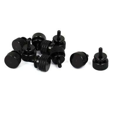 10pcs Computer PC Case Aluminum Alloy Knurled Thumb Screws Black M3x7mm