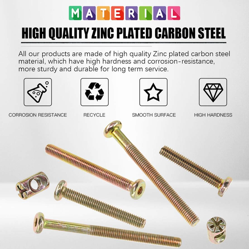 100Pcs Zinc Plated M6x35/45/55/65/75mm Hex Socket Head Cap Screws Bolts Furnitur