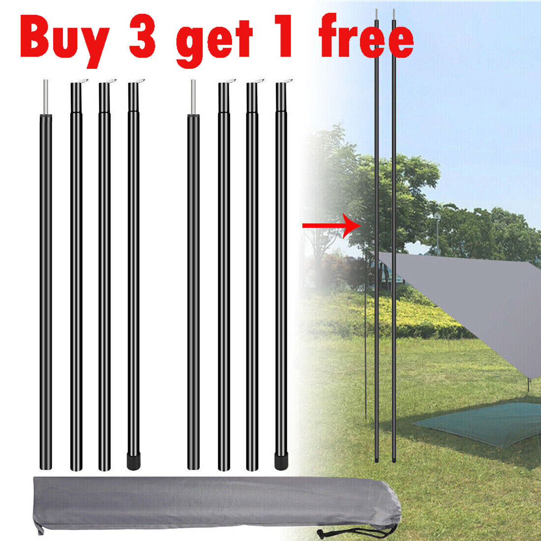 Universal Tent Poles Telescopic Steel Awning Tent Canopy